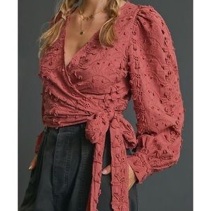 Anthropologie Textured Wrap Blouse